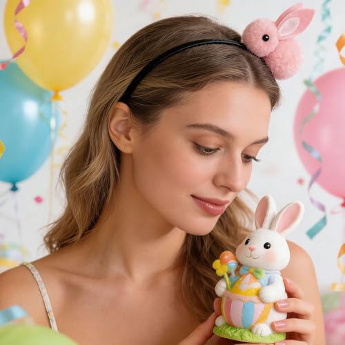 Pvoiue Easter Bunny Headband - Cute Plush Rabbit Hair Band for Women - color: Pink