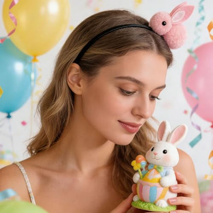 Pvoiue Easter Bunny Headband - Cute Plush Rabbit Hair Band for Women - color: Pink