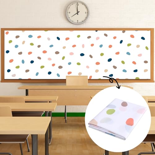 120x47 in Bulletin Board Fabric Background Back to School Classroom Decoration Large Polyester Photography Backdrop for Class Home Office Wall Decor Pillows Curtains Crafts Boho Dot - style: Boho Dot