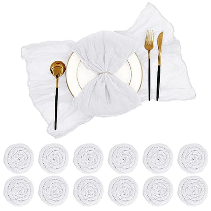 Gauze Cheesecloth Napkins Set of 96, 20 x 20 Inch White Wrinkled Rustic Boho Dinner Napkins for Wedding,Dinner,Family Everyday Use/Parties - color: White, size: 20" x 20" (Set of 96)