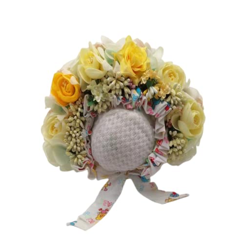 Newborn Baby Headbands Vintage 3D Floral Bonnet Hat for Infant Full Moon Photography Props Hairband Accessories - color: T-301