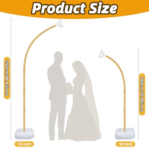 8FT & 6FT Gold Balloon Arch Stand, Free Bending Top Balloon Arch Kit, Half Arch Balloon Stand with Base for Floor, Balloon Column Kit for Wedding Birthday Baby Shower Graduation Party Decor - size: 8FT & 6FT