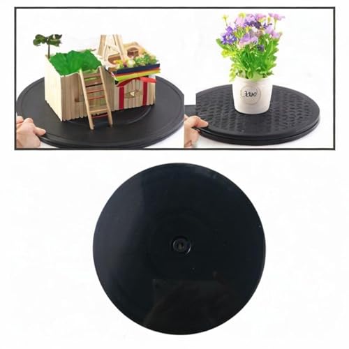 360 Degree Rotating Display Stand for Photos and Props with Acrylic Base for Various Settings, Black - color: Black