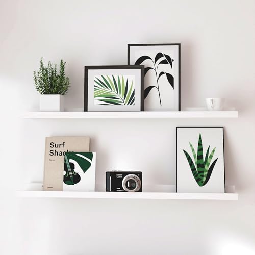 White Floating Shelves for Wall Decor, Long Wall Mounted Storage Shelf for Bedroom, Living Room, Bathroom, Kitchen, Nursery, Display Picture Ledge Shelf with Lip Set of 2-36 Inches, White - color: White, size: 35.4in