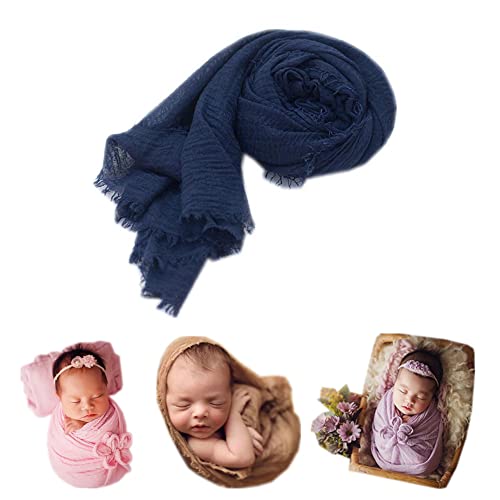 Coberllus Newborn Baby Photography Props Blanket Ripple Swaddle Wrap for Boy Girls Photo Shoot Posing - color: Dark Blue