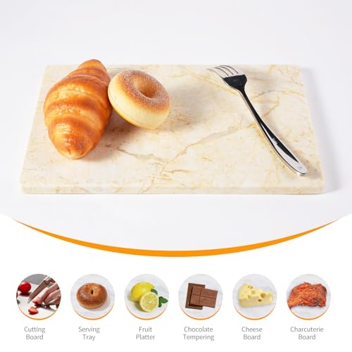 Natural Marble Cutting Boards for Kitchen - 12" x 8" Multi-Purpose Pastry Marble Tray Cheese Board Marble Slab for Counter, Bathroom Perfume Tray Jewelry Candle Plate (Yellow) - color: Yellow River, size: 12" x 8" x 0.4"