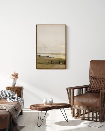 VIYYIEA Vintage Nature Large Framed Wall Art, View of Hilly Paintings Art Decor Aesthetic, Canvas Print Artwork, Hilly Landscape Wall Pictures for Bedroom Bathroom Office, 20x30 Inch - color: A Hilly Landscape, size: 30"L x 20"W