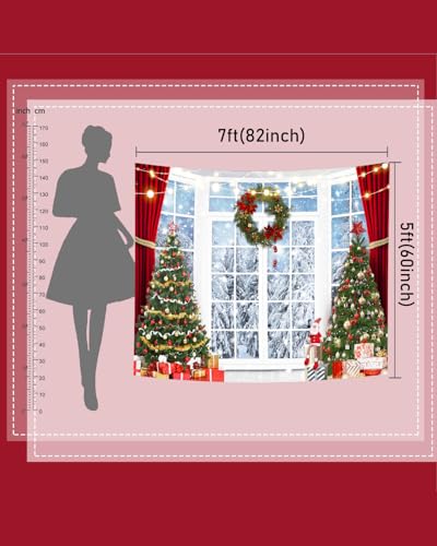 Mocsicka Christmas Window Backdrop for Photography Winter Snow Scene Xmas Party Decorations Winter Wonderland for Photography Photo Booth Props (White, 12x10ft(144"x120")) - size: 12x10ft(144"x120")