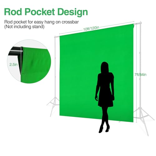Green Screen Backdrop, 10x7ft (WxH) Photography Chromakey Greenscreen Background Sheet, Polyester Collapsible Green Backdrop Curtain for Streaming, Meeting, Photo Studio, Video Recording - color: Green, size: 10x7 FT