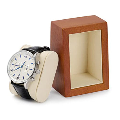 Oirlv Solid Wood Single Watch Display Stand Showcase Jewelry Stand Watch Holder with Pillow(Square Single, Creamy-white) - color: Creamy-white, size: Square Single