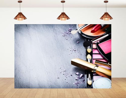 12x8ft Glam Beauty Makeup Backdrop Cosmetic Palette and Fashion Scenery Photography Background for Beauty Party and Studio Event Decorations Tapestry Banner Photo Booth Props - size: 12x8ft