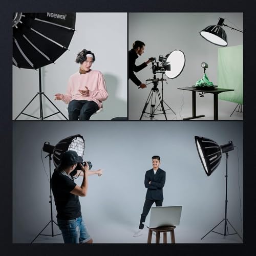 NEEWER Basics Parabolic Softbox Kit, 26"/65cm Bowens Mount Soft Box with Light Diffusers for Studio Photography Video Recording Streaming Lighting Compatible with Godox Compatible with Aputure, NS37P - style: 26"/ 65cm Parabolic