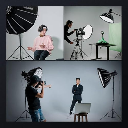 NEEWER Basics Parabolic Softbox Kit, 26"/65cm Bowens Mount Soft Box with Light Diffusers for Studio Photography Video Recording Streaming Lighting Compatible with Godox Compatible with Aputure, NS37P - style: 26"/ 65cm Parabolic