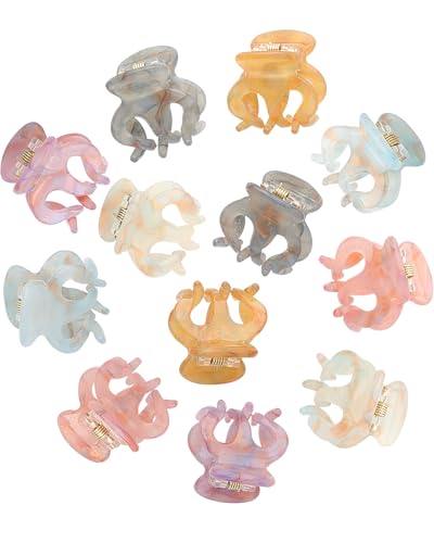 Claw Hair Clips Jaw Clamps - 12PCS Small Hair Claw Jaw Clamp for Thin Hair Styling Accessories Classic Hair Clamp for Women Girls (Sequins(Octopus)) - color: Sequins(Octopus)