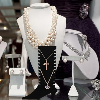 Sewroro Foldable Jewelry Display Stand Shoes Shaped Necklace Holder Organizer for Necklaces Bracelets Pendant Display Jewelry Store Photography Prop