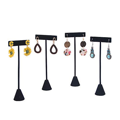 Coward 4pcs/Set 6.5" T-Shape Earring Stand,Jewelry Organizer Black Velvet Stud Earring Display Holder For Selling(6.5" H) - color: Black 6.5"H (4pcs)