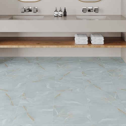 VaryStyle 12"x12" Vinyl Flooring Grey Marble Peel and Stick Floor Tile Waterproof Bathroom Flooring Tiles Self Adhesive Removable Sticky Marble Vinyl Floor Tiles for Bedroom Kitchen Flooring 6-Sheet - size: 6 Tiles