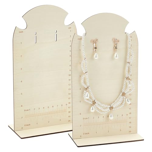FINGERINSPIRE 2 Pcs Earring Measurement Display Stand 5.3x3x9.8 Wood Ear Stud Stand Earring Organizer Frame with Measurements Floral White Arch-Shaped Earring Holder for Measuring Selling Earring - size: 5.3x3x9.8"
