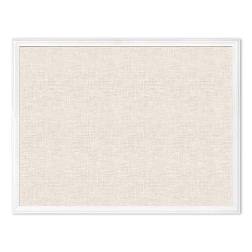 U Brands Farmhouse Linen Bulletin Board, 40" x 30", White Wood Style Frame, Industrial Grade Pinning Surface - style: 40"x30" Natural Linen