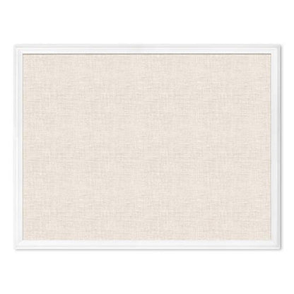 U Brands Farmhouse Linen Bulletin Board, 40" x 30", White Wood Style Frame, Industrial Grade Pinning Surface - style: 40"x30" Natural Linen