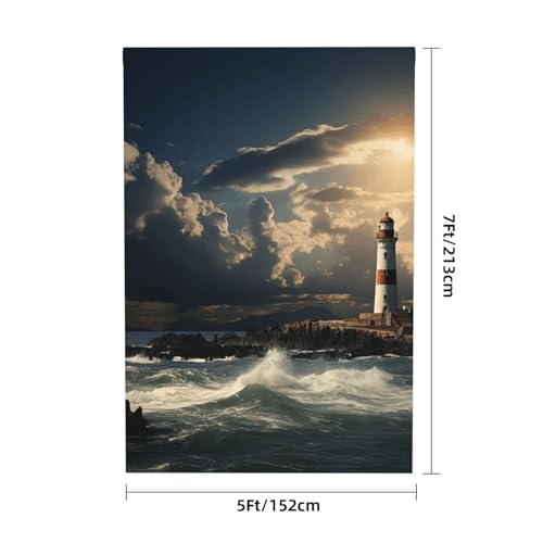 Old Lighthouse by The Sea Backdrop Background for Photography 5x7ft Photobooth Professional Photo Backdrop Curtains Video Photography Studio Photo Backgrounds Banner Booth Background Screen Parties - color: Old Lighthouse By The Sea