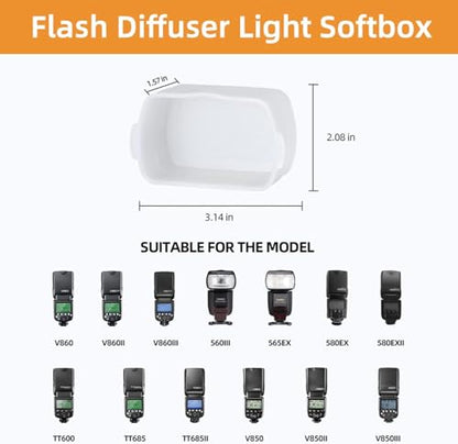 Flash Diffuser for Speedlight, Compatible with Canon 560 565EX 580EX and with Godox V860 TT600 - Speedlight, Camera Flash, Compatible with Canon and Godox Flash Diffuser