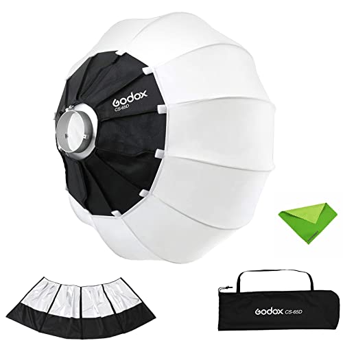 Godox CS-65D 65cm Lantern Softbox Soft Light Modifier w/Reflective Shading Skirt+Carry Bag, Quick-Setup Softbox Diffuser, Compatible with Godox Bowens Mount Studio Flash LED Video Light - size: 65cm|25.59 Inch