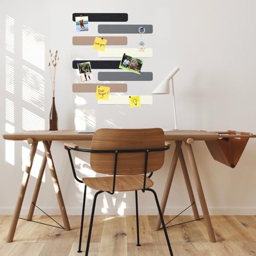 8Pcs Rectangle Felt Cork Board Bar Strips with 35 Pushpins, Self-Adhesive Bulletin Board Strips for Office School Home Wall Decor Stickers Memos Schedules Photos Display -Camel & Grey - color: #A- Camel & Grey, size: Rectangle