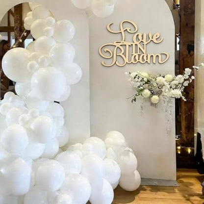 Love in Bloom Bridal Shower Sign - Rustic Laser-Cut Wooden Backdrop Decor for Wedding, Engagement, Bridal Luncheon, Anniversary Photo Booth Props