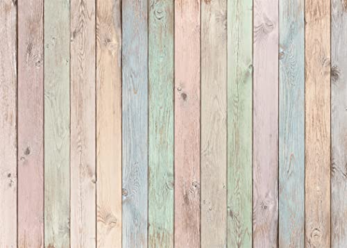 BELECO 10x8ft Fabric Wood Backdrop Pastel Colored Wood Planks Texture Photography Backdrop for Easter Decor Birthday Party Baby Shower Boy Girl Portrait Product Photoshoot Pets Photo Background Props - size: 10x8FT