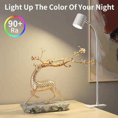 Dott Arts Desk Lamp,USB Clip On Light with 3 Color Modes,LED 10 Levels Brightness Reading Lamp, 360°Gooseneck Book Light,Eye-Care Reading Light for Home Office,Headboards White - color: White