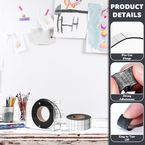 168 PCS Foam Tape Craft Double Sided Precut 3/4 X 1/2 Inch 3D Adhesive Foam Squares Self Adhesive Dots Black for Halloween Christmas DIY Crafts Art Sewing Supplies (1 Tape, Black) - color: Black, style: 1 Tape