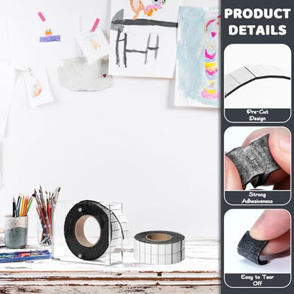 168 PCS Foam Tape Craft Double Sided Precut 3/4 X 1/2 Inch 3D Adhesive Foam Squares Self Adhesive Dots Black for Halloween Christmas DIY Crafts Art Sewing Supplies (1 Tape, Black) - color: Black, style: 1 Tape