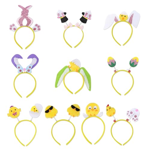 Chicken Rabbits Ears Hairband Photo Props Easters Hair Hoop Headband Party Headpiece Fun Headbands for Music Festival - style: Eggshell chicken Snowy rabbit ears model