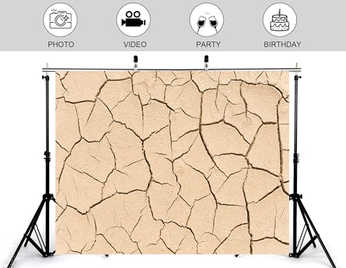 12x10ft Dry Cracked Earth Backdrop Beige Cracked Mud Photography Background for Party Neutral Tone Shoot Wall Decorations Tapestry Photo Booth Props - size: 12x10ft
