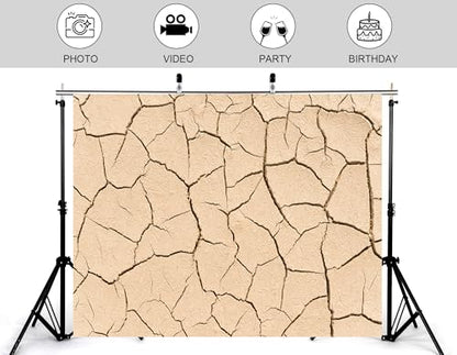 12x10ft Dry Cracked Earth Backdrop Beige Cracked Mud Photography Background for Party Neutral Tone Shoot Wall Decorations Tapestry Photo Booth Props - size: 12x10ft