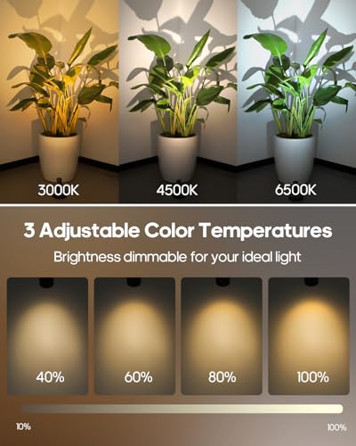 GOODEA Spotlights Indoor with Remote, 3000mAh Rechargeable Battery Plant Spotlight Indoor, Wireless Uplighting with 3 Colors & Dimmable, LED Picture Light for Painting, Artwork Accent Lighting(2 Pack) - color: Black