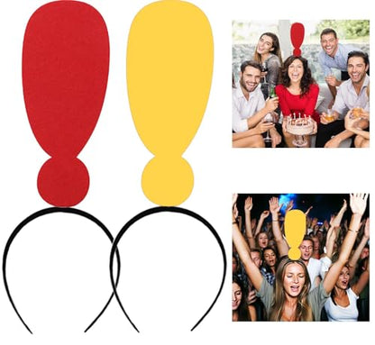 2Pcs Funny red heart headbands Set for Concerts, Halloween, Cosplay & Photo Props - Soft Stretchy Headbands - color: Exclamation Mark Headband 2