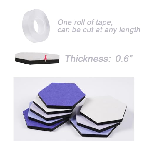 LAJAR 8 Pcs Hexagon Felt Bulletin Board Tiles, Self Adhesive Felt Pin Board Wall Tiles for Photos, Pictures, Memos (Purple) - color: Purple