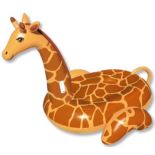 SWIMLINE ORIGINAL 90710 Giant Inflatable Giraffe Pool Float Floatie Ride-On Lounge W/ Stable Legs Wings Large Rideable Blow Up Summer Beach Swimming Party Lounge Big Raft Tube Decoration Toys Kids - color: Giraffe, size: Large