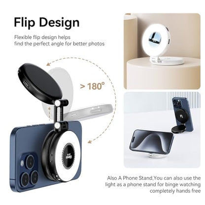 ULANZI LM19 Fill Light, Magnetic Phone LED Selfie Fill Light Compatible with iPhone 17 16 15 14 13 12, 2500K-8500K Dimmable, Pocket Vlog for Video Call, TikTok, Live Streaming, Makeup, Selfie Photo - color: White