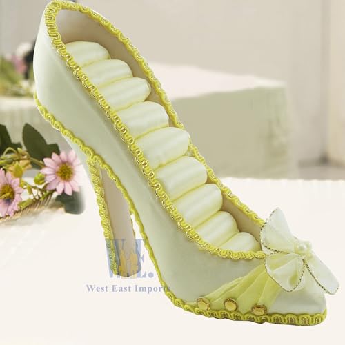 Ring Holder High Heel Shoe Design Fashion Jewelry Organizer Display Birtyday Gift (Yellow) - color: Yellow