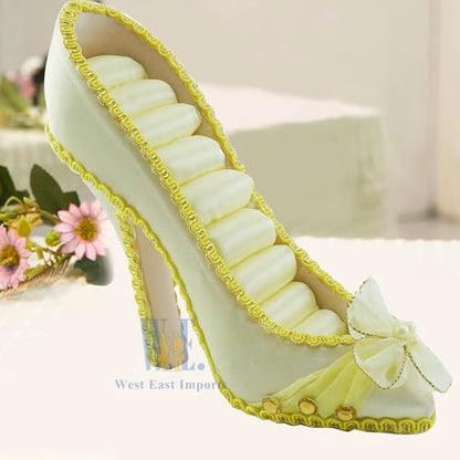 Ring Holder High Heel Shoe Design Fashion Jewelry Organizer Display Birtyday Gift (Yellow) - color: Yellow