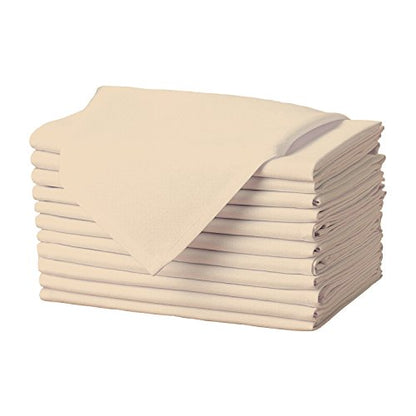 Gee Di Moda Cloth Napkins - 17 x 17 Inch Beige Dinner Napkins - Set of 12 Soft & Absorbent Washable Fabric Cloth Table Napkins with Hemmed Edges for Hotel Restaurant, Holiday Parties & Wedding - color: Beige