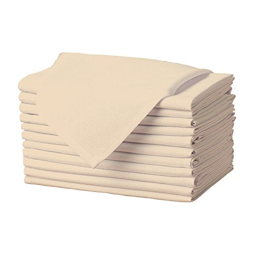 Gee Di Moda Cloth Napkins - 17 x 17 Inch Beige Dinner Napkins - Set of 12 Soft & Absorbent Washable Fabric Cloth Table Napkins with Hemmed Edges for Hotel Restaurant, Holiday Parties & Wedding - color: Beige