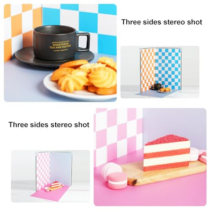 Meking 9Pcs 18Patterns Product Photography Backdrops Kit Photo Backdrop Boards Colourful Grid Photoshoot Background for Jewelry,Cosmetic,Makeup and Other Small Product Photography (16.5X11 inch) - color: Grid style