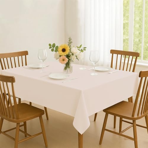 Tablecloths 60x102 Inches Textured Fabric,Natural Water Resistant Spill Proof Table Cloth Table Covers for Dining, Wedding and Parties，Ivory - color: Ivory, size: 60" x 102" (Rectangular)