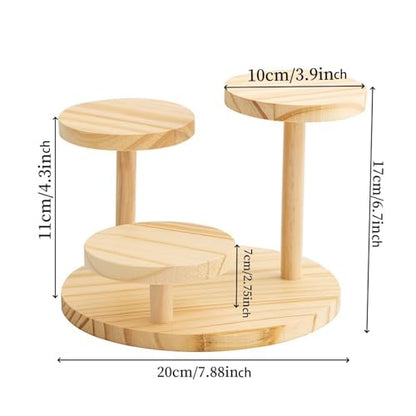 Wood Riser Display Stand Multi Tier Desktop Makeup Organizer Decor Wooden Base Display Rack for Mini Doll Jewelry