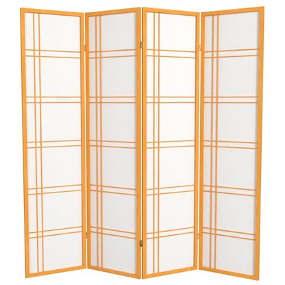 Red Lantern 6 ft. Tall Double Cross Shoji Screen - Honey - 4 Panels - color: Honey, size: 4 Panel
