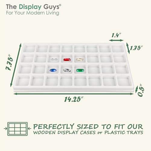 TheDisplayGuys For Your Modern Living 2-Pack 32-Compartments Flocked Velvet Jewelry Display Inserts - Tray/Case Liners - Ring Earrings Storage, (White) by The Display Guys - color: White, size: Compartments - 32